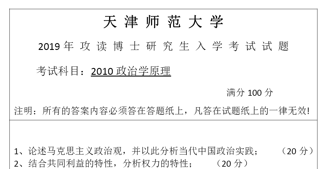 天津师范大学2010政治学原理考博真题