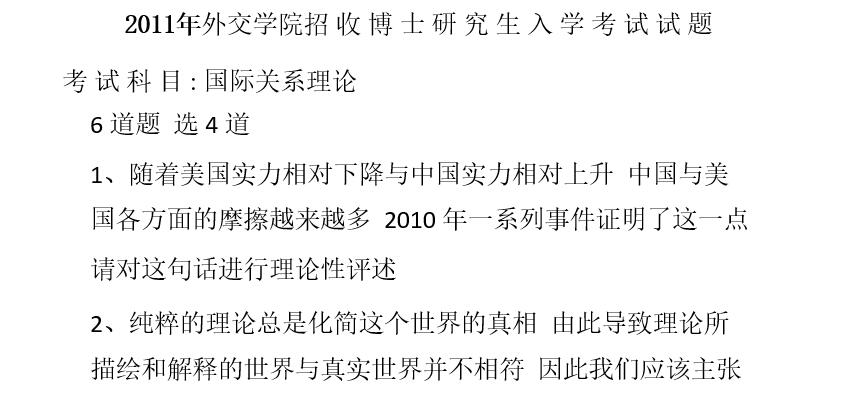2011年外交学院国际关系理论考博真题